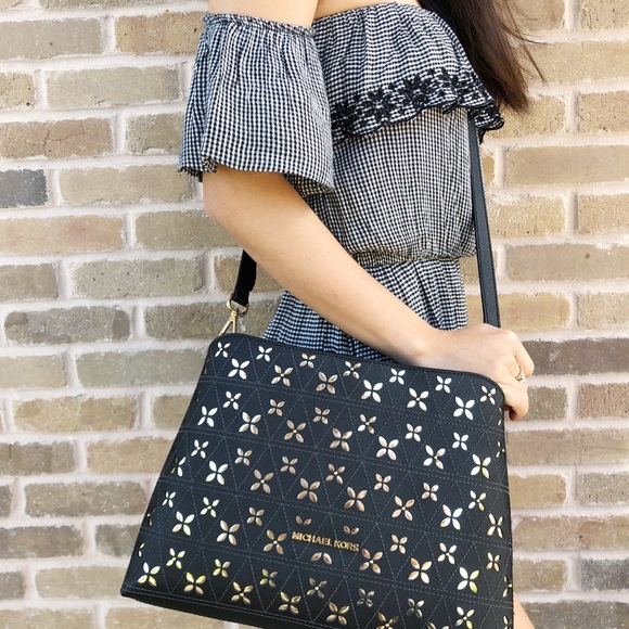 Michael Kors Portia Large Satchel perforated Black - Picture 5 of 8